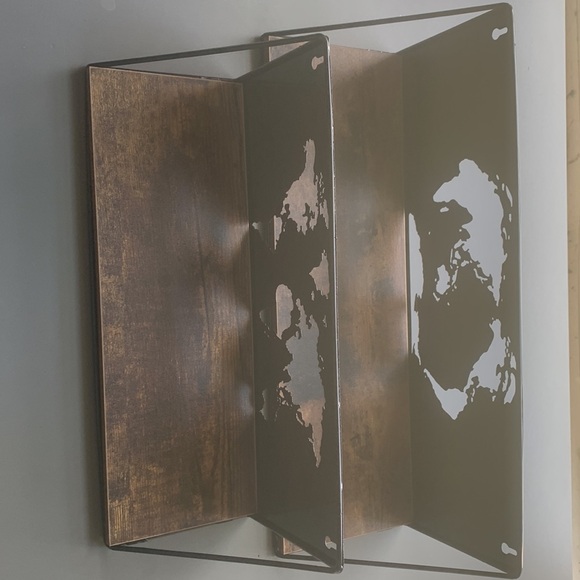 (1894) Two Wooden Shelves with atlas map cut out on metal back - Picture 2 of 10